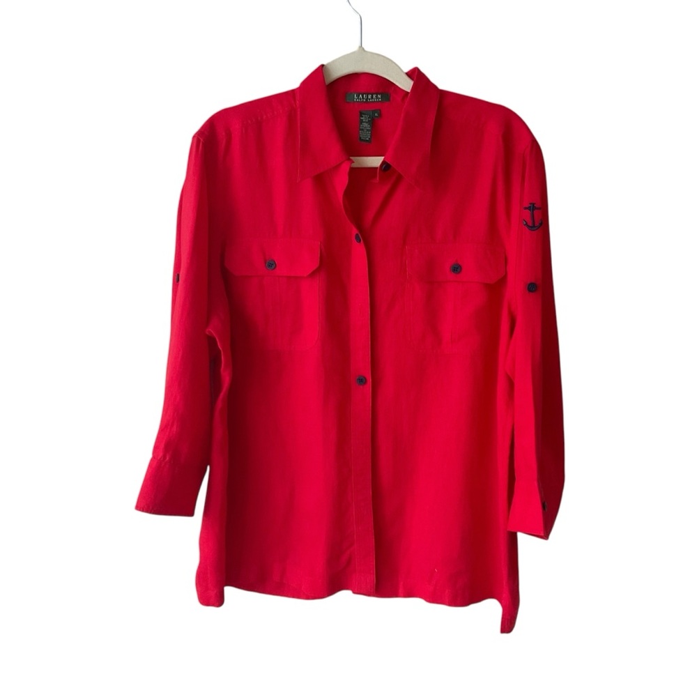 Lauren Ralph Lauren Red Button-Down Shirt